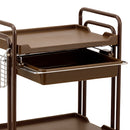 【F】カゴ付3段ワゴン (ホワイト/ブラウン)