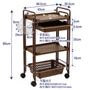 【F】カゴ付3段ワゴン (ホワイト/ブラウン)
